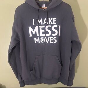 Unisex Gray Hoodie with 'I Make Messi Moves' Print